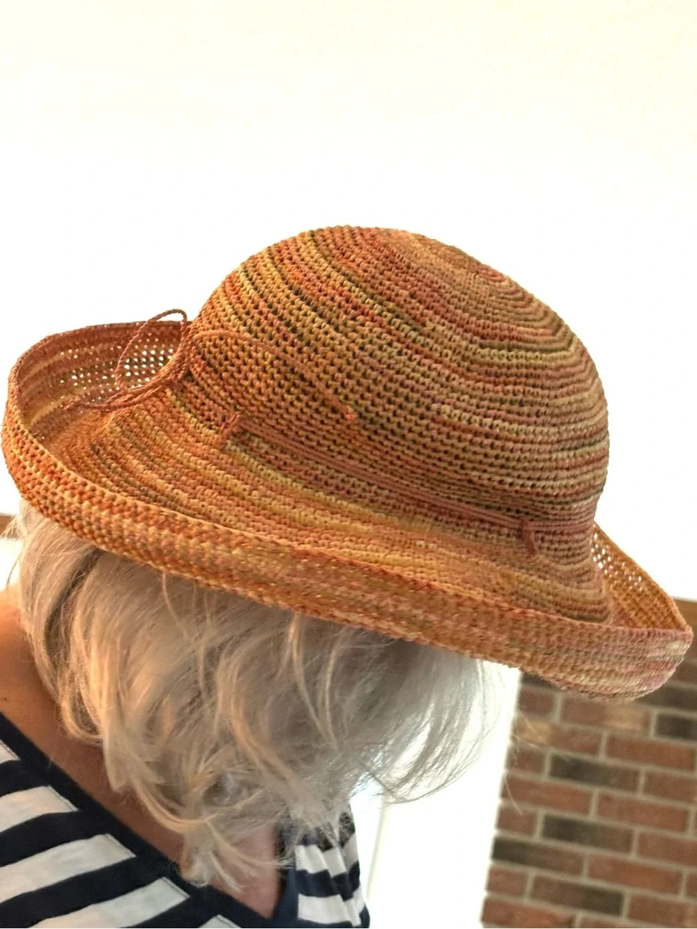 Helen Kaminski Coral Melange Raffia Woven Adjustable Sun Hat.
